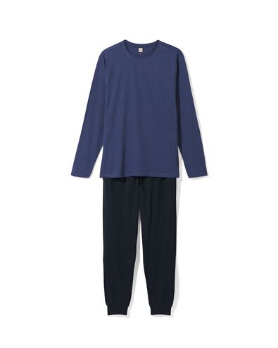 heren pyjama katoen  donkerblauw XL - 23682544 - HEMA