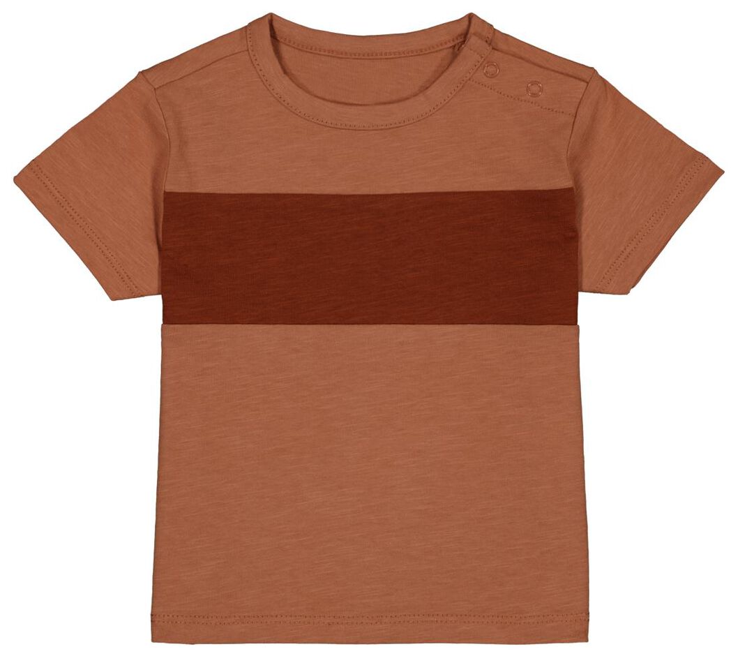 baby t-shirt kleurblokken bruin bruin - 1000027755 - HEMA