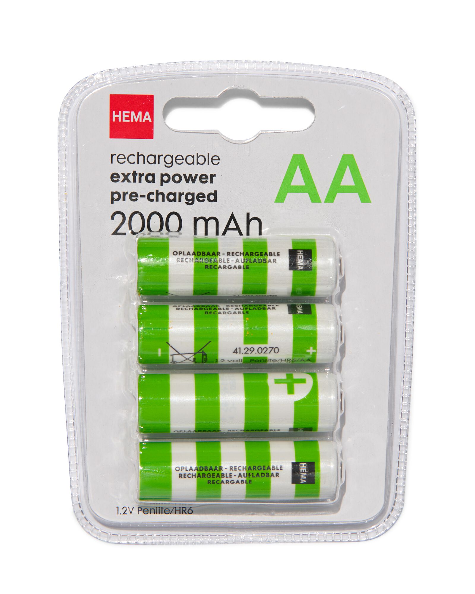 oplaadbare AA batterijen 2000mAh - 4 stuks - 41290270 - HEMA