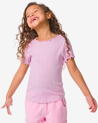 kinder t-shirt met ribbels paars 146/152 - 30834045 - HEMA