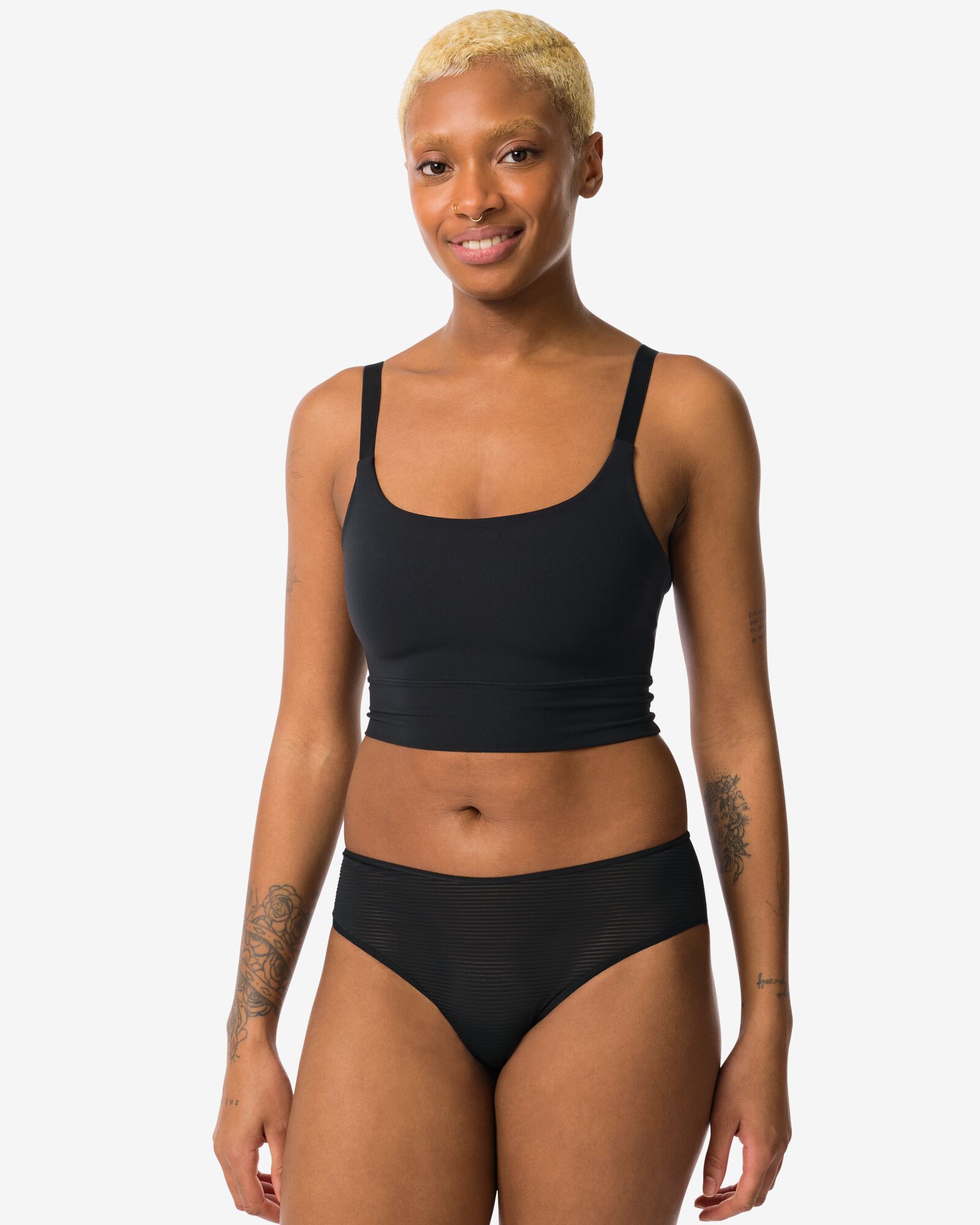 dames brazilian micro met mesh zwart zwart - 19670214BLACK - HEMA