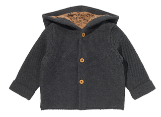 Newborn Gebreide Jas Met Capuchon Antraciet (antraciet)