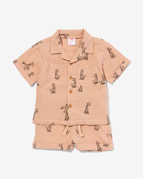 baby kledingset shirt en short mousseline giraf - 1000031510 - HEMA