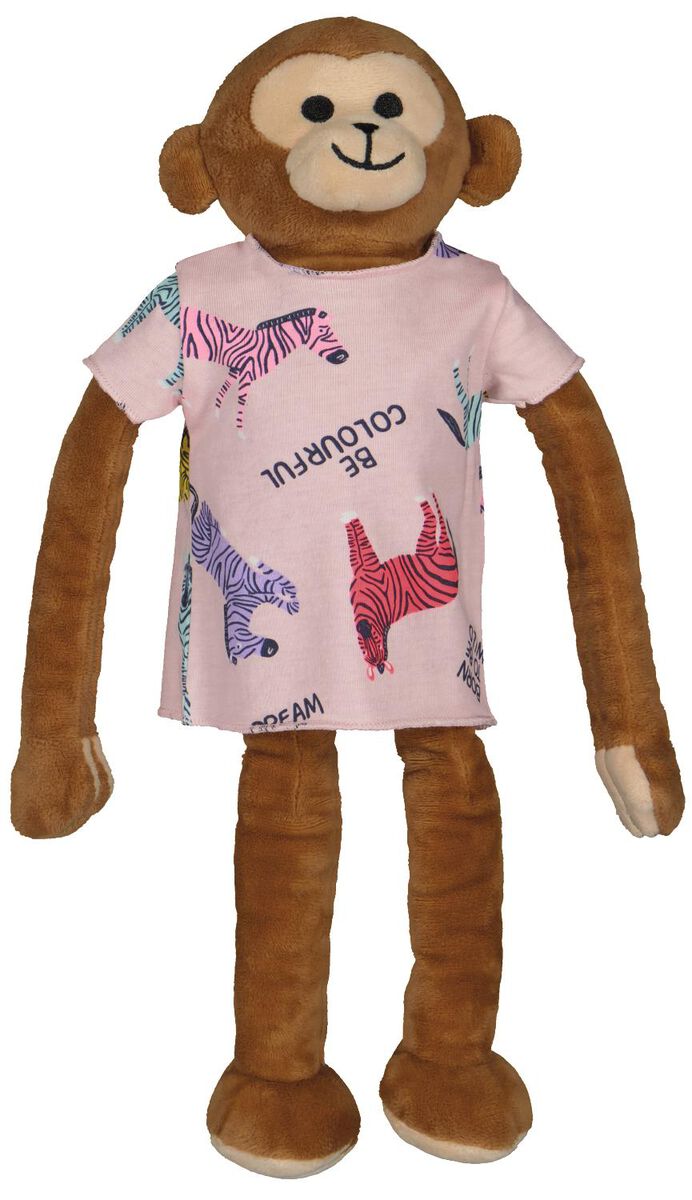 slecht logboek ramp kinder pyjama katoen met poppennachtshirt zebra lichtroze - HEMA