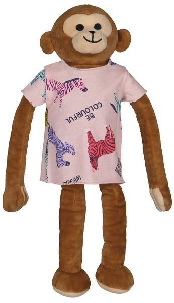 kinder pyjama katoen met poppennachtshirt zebra lichtroze lichtroze - 1000026552 - HEMA