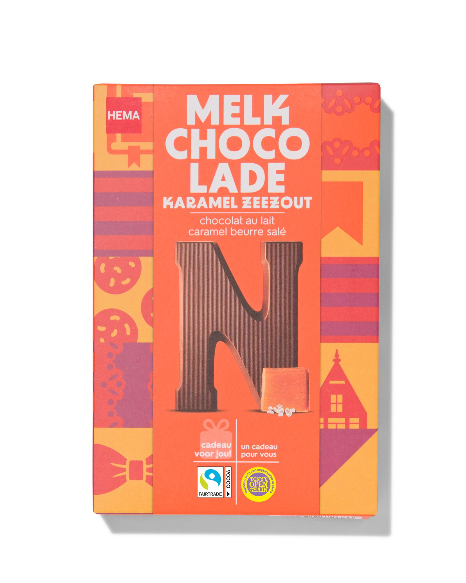 chocoladeletters melk karamel zeezout 135gram karamel zeezout - 1000032617 - HEMA