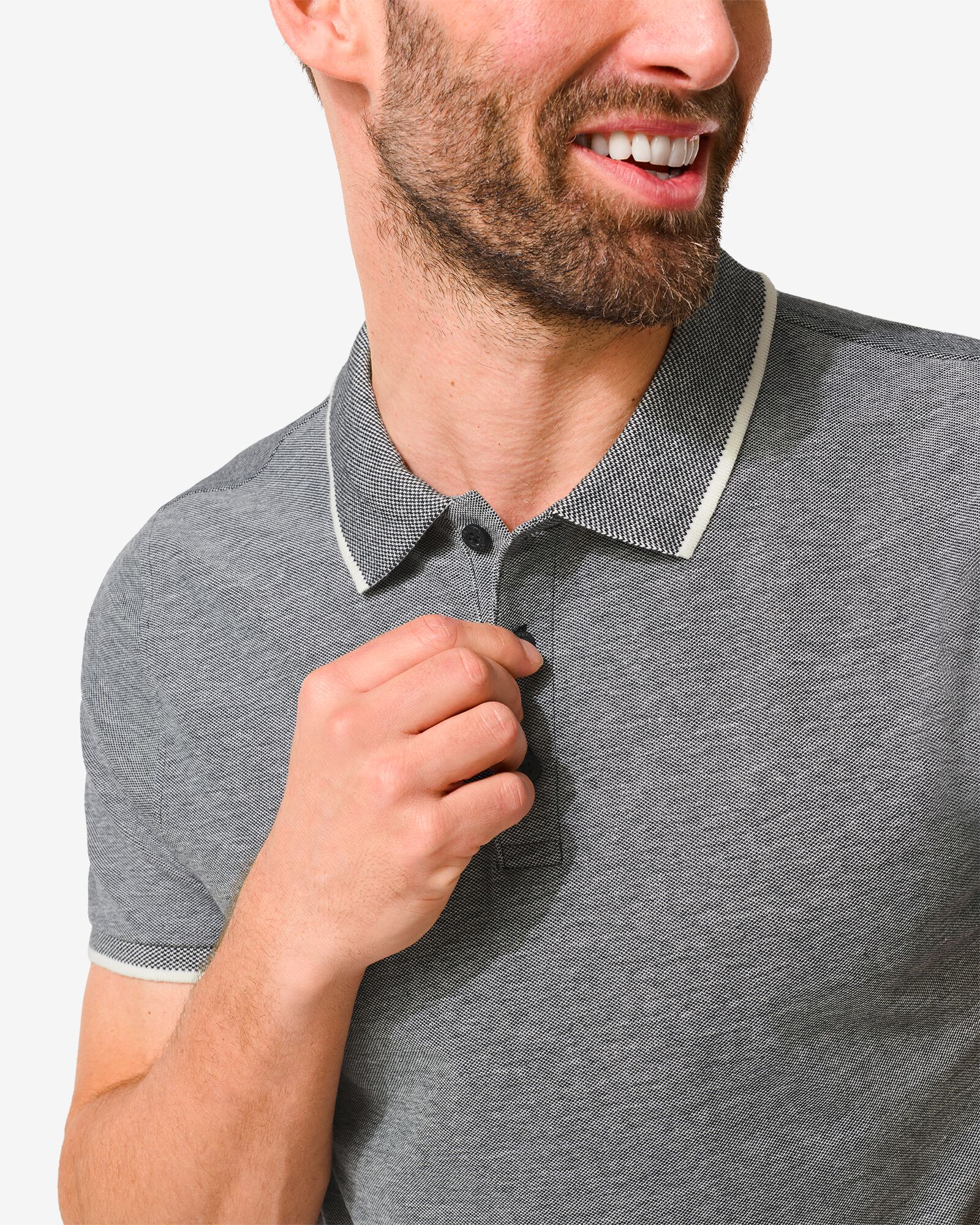 heren polo piqué donkergrijs - 1000030611 - HEMA