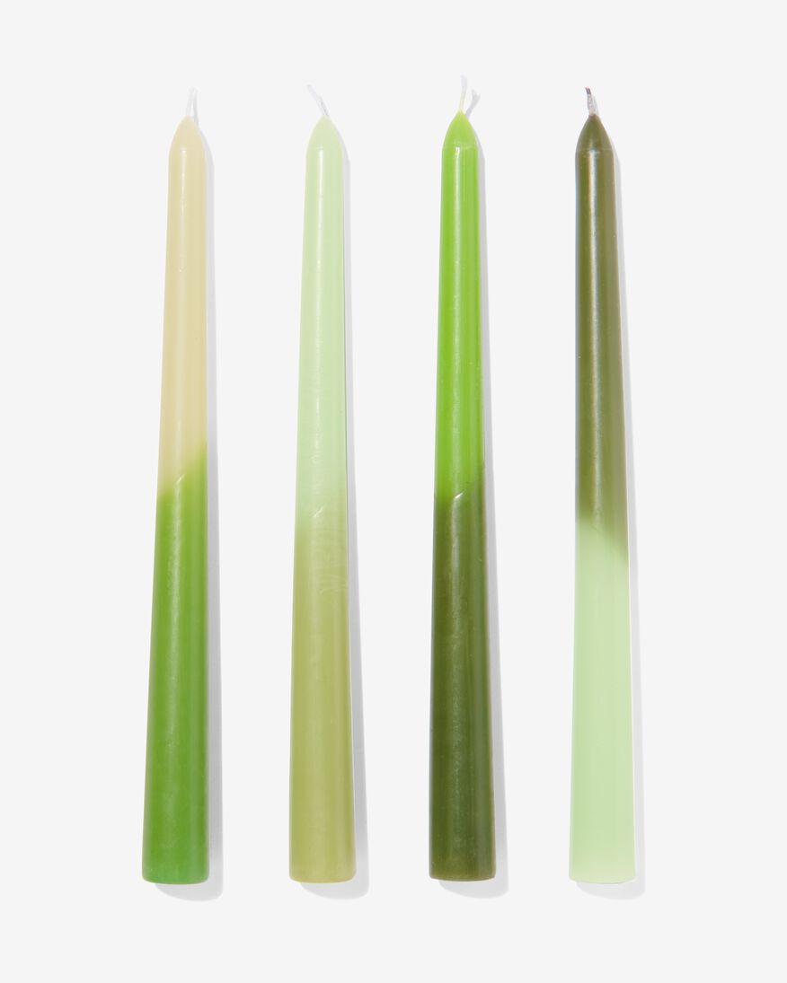 gothische kaarsen dip-dye groen Ø2.2x25- 4 stuks - 13506048 - HEMA