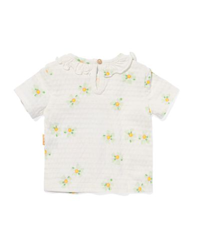 newborn t-shirt rib bloemen gebroken wit 68 - 33499814 - HEMA