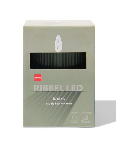 LED ribbel kaars met wax Ø7.5x10 donkergroen - 13550054 - HEMA