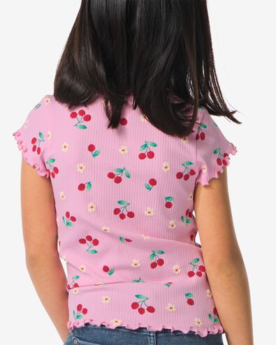 kinder t-shirt met ribbels roze 98/104 - 30836221 - HEMA