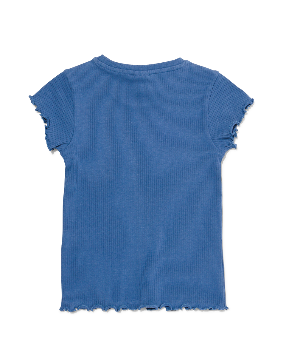 kinder t-shirt met ribbels blauw blauw - 1000030751 - HEMA