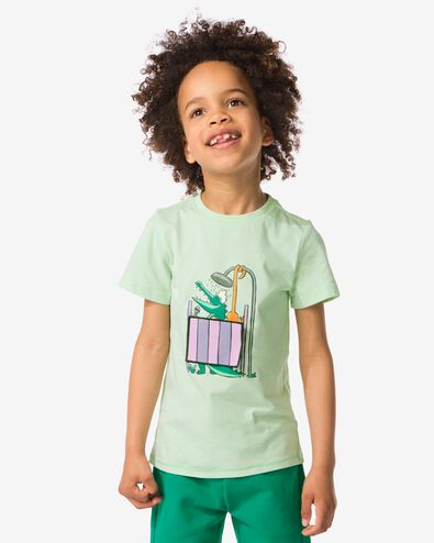 kinder t-shirt met krokodil groen 98/104 - 30783303 - HEMA