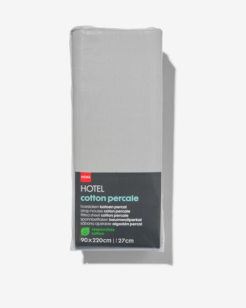 hoeslaken - hotel katoen percal - 90 x 220 cm - lichtgrijs - 5140120 - HEMA