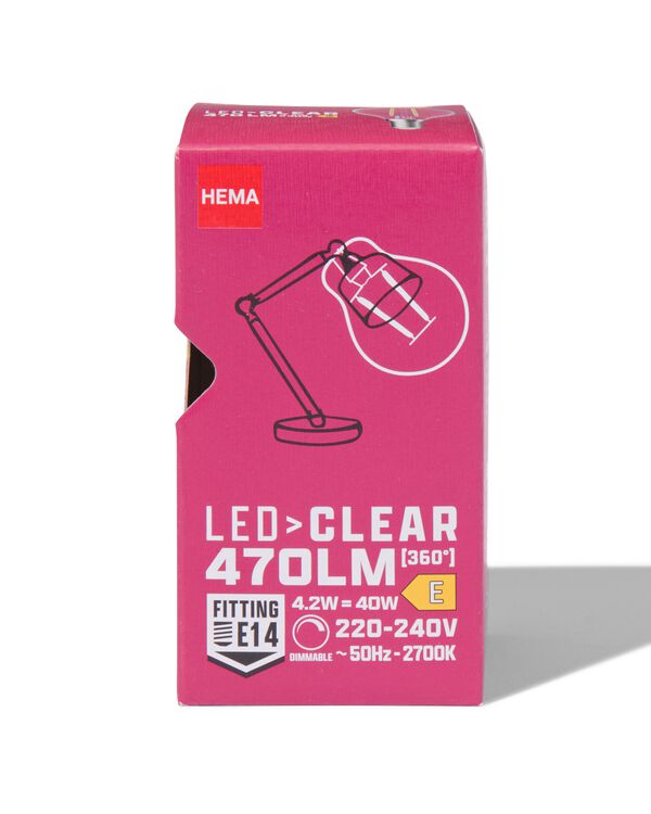 led kogel clear E14 4.2W 470lm dim - 20070050 - HEMA