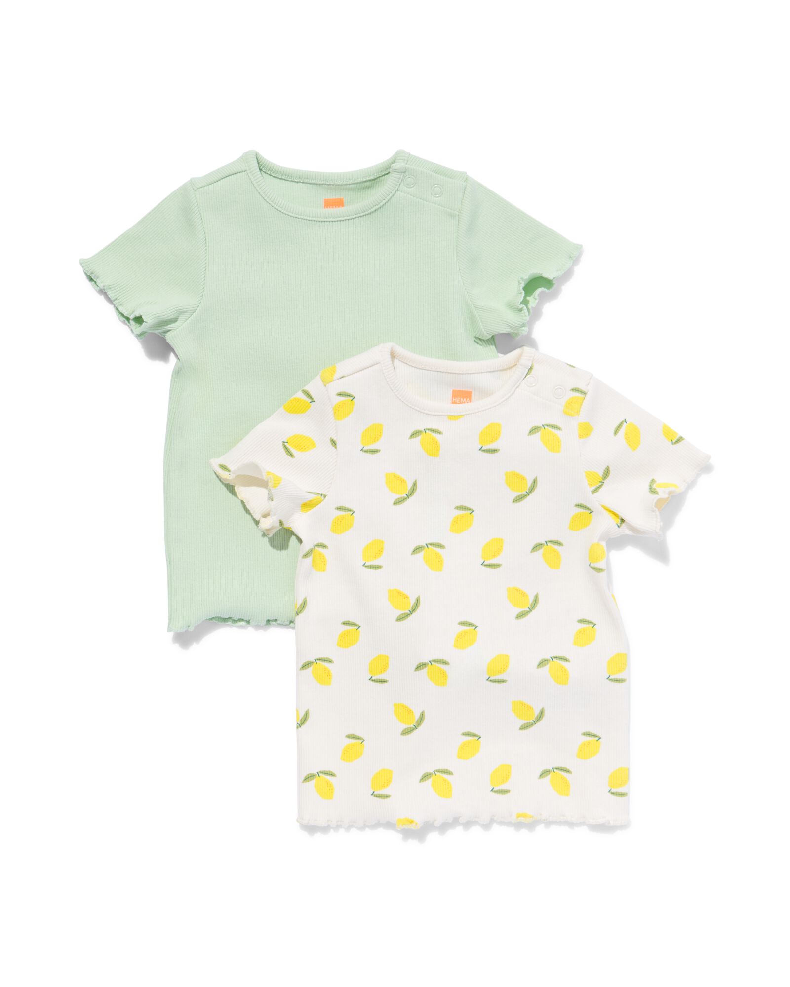 Image of HEMA Baby T-shirts Rib Citroen - 2 Stuks Mintgroen (mintgroen)
