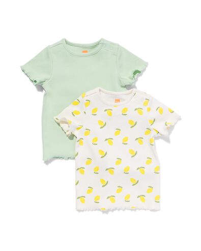 baby t-shirts rib citroen - 2 stuks mintgroen 92 - 33046956 - HEMA