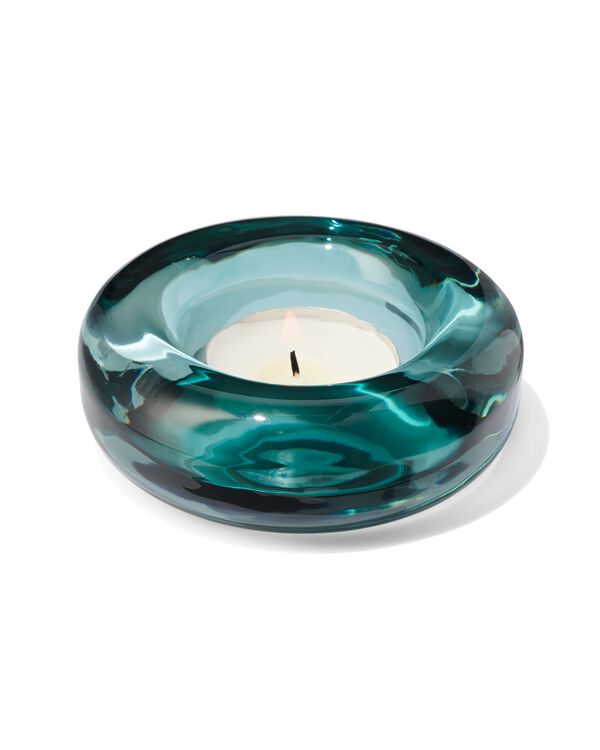 sfeerlichthouder donut Ø9x3 groen glas - 13323041 - HEMA