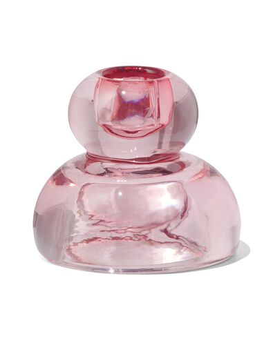 kandelaar Ø7.5x8 roze glas - 13323098 - HEMA