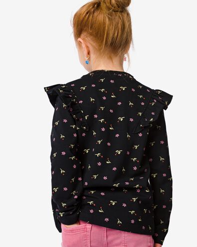 kinder t-shirt met ruffle zwart - 1000032206 - HEMA