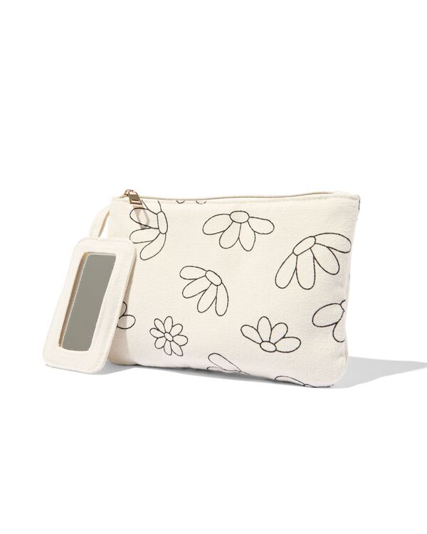 make-up tas plat met spiegel 14x21 canvas - 11890650 - HEMA