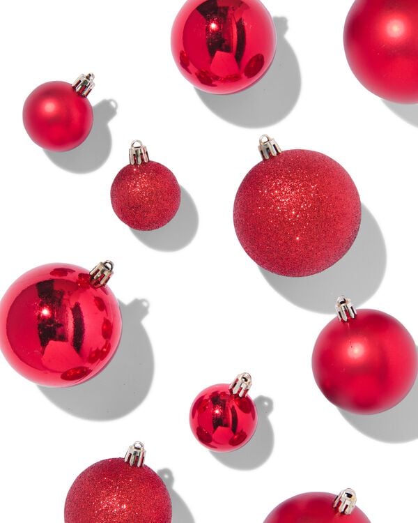 HEMA HEMA kerstballen gerecycled plastic rood- 44 stuks aanbieding