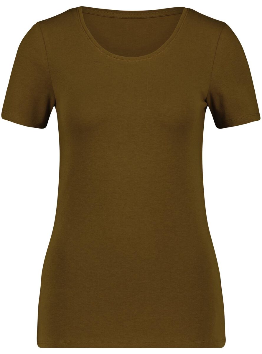 dames basis t-shirt bruin - 1000028443 - HEMA