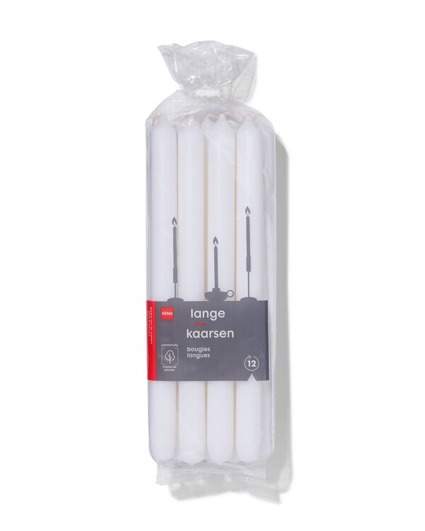 lange huishoudkaarsen Ø2.2x29 - 12 stuks wit wit - 1000015446 - HEMA