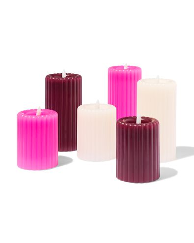 LED kaars 7.5x10cm rib roze - 13550090 - HEMA
