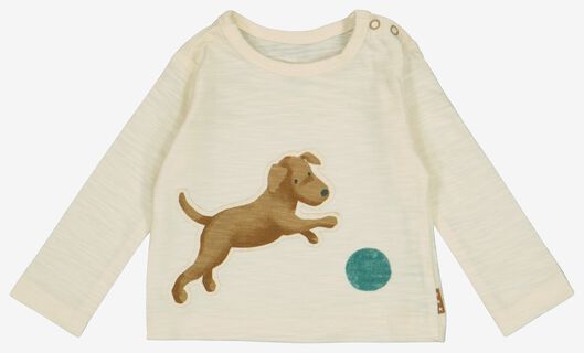 newborn t-shirt met hond gebroken wit - 1000028730 - HEMA