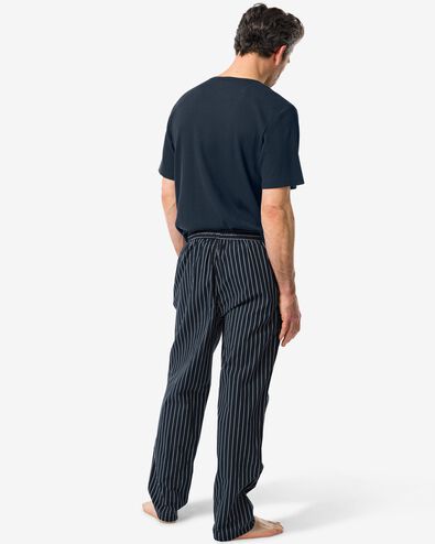 heren pyjamabroek met strepen poplin katoen donkerblauw XL - 23670774 - HEMA