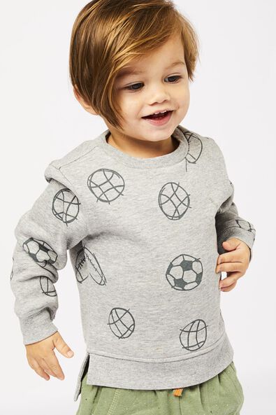 kindersweater sport grijsmelange - 1000022209 - HEMA