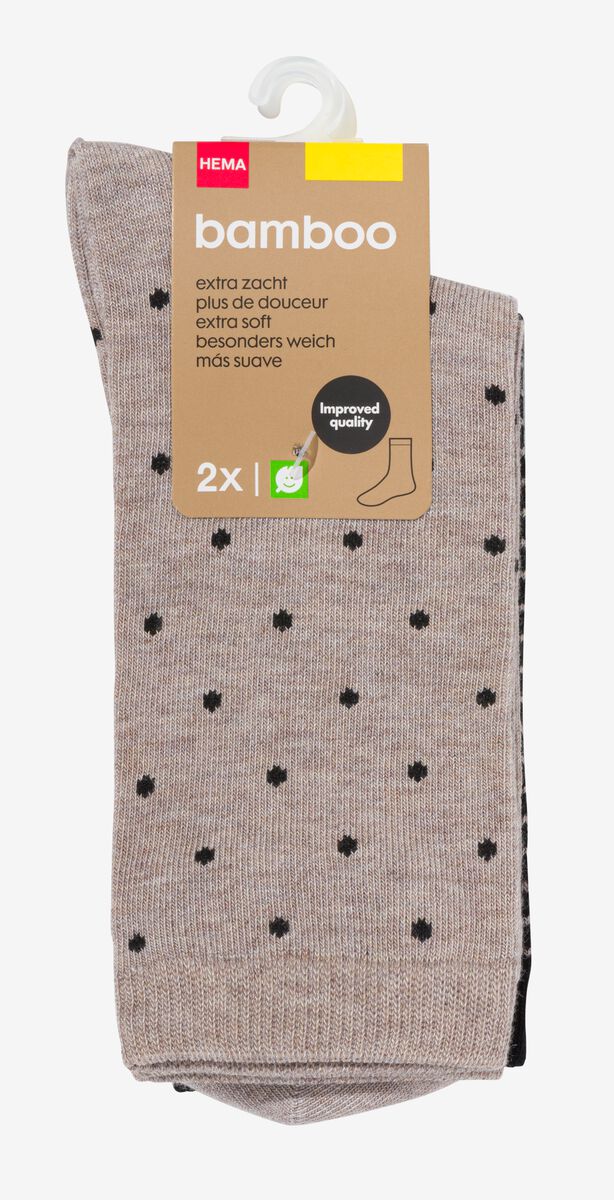 dames sokken met bamboe naadloos - 2 paar beige 39/42 - 4250512 - HEMA