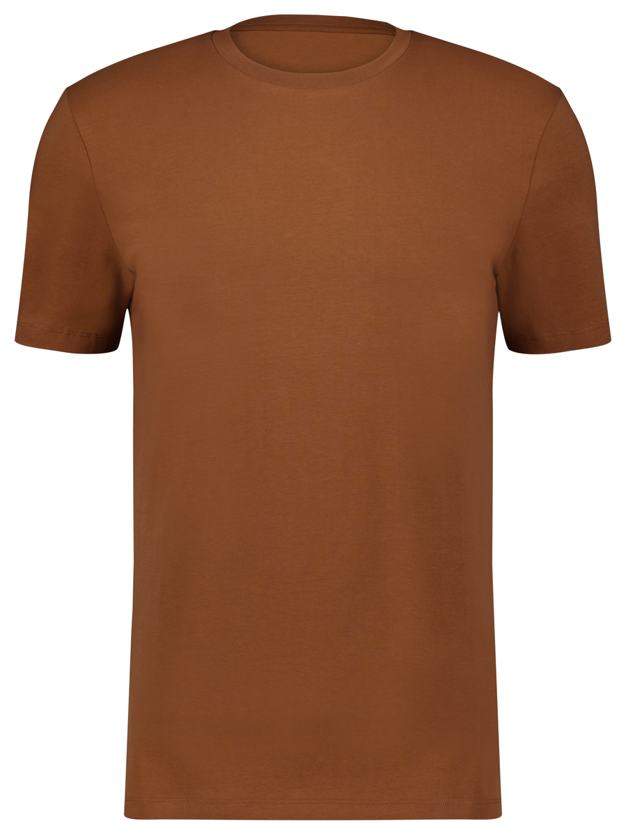 heren t-shirt regular fit o-hals bruin - 1000028295 - HEMA