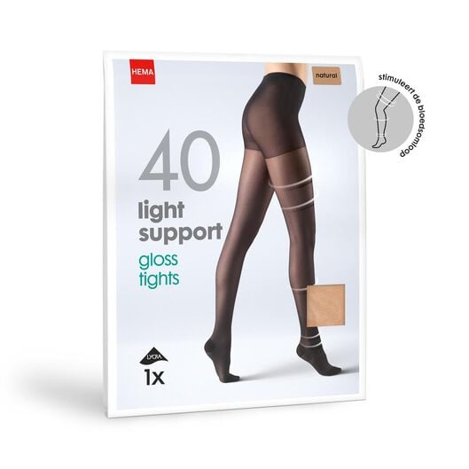 light support gloss panty 40 denier naturel 48/52 - 4042339 - HEMA