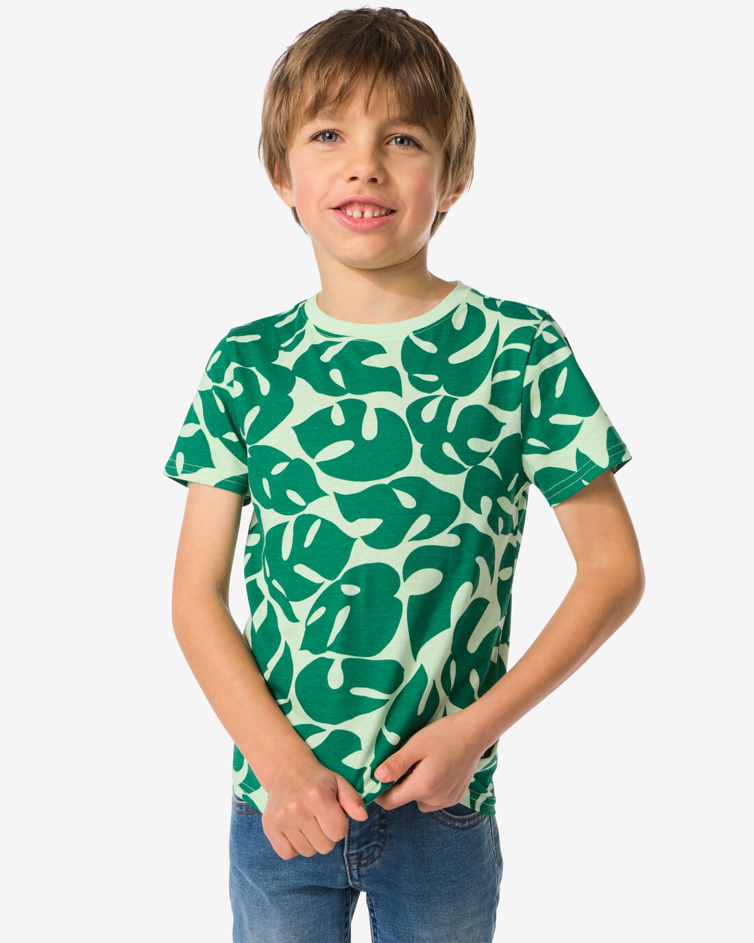 HEMA Kinder T-shirt Bladeren Groen (groen)