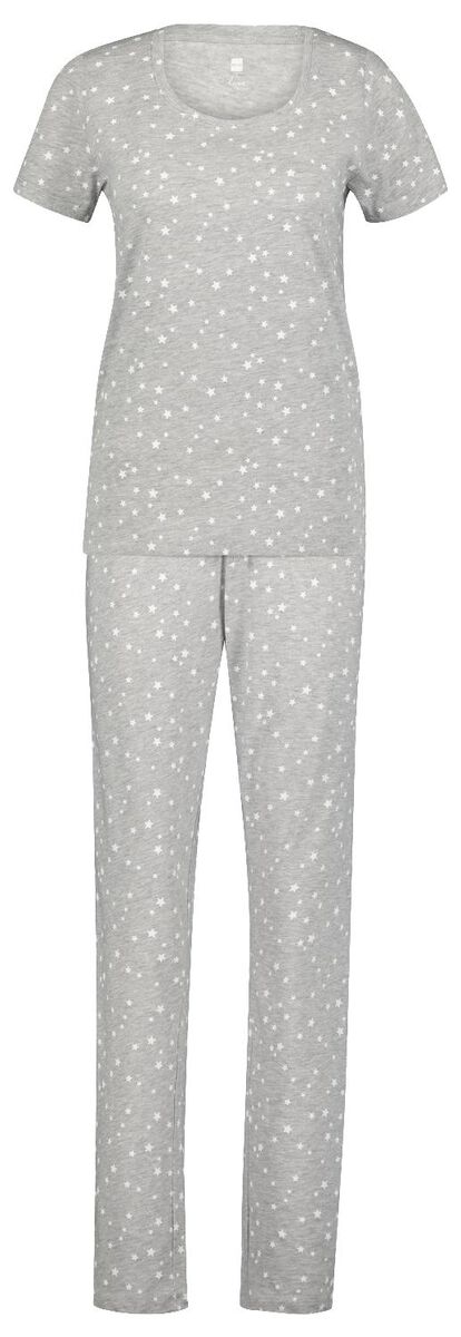 Adviseren school Verleiding dames pyjama katoen sterren grijsmelange - HEMA