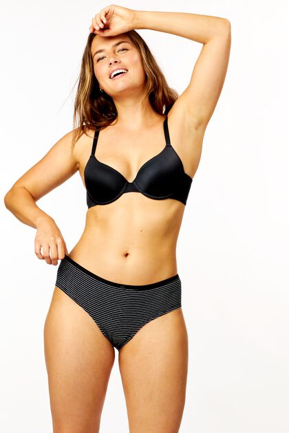 dameshipsters katoen stretch - 3 stuks zwart - 1000025060 - HEMA