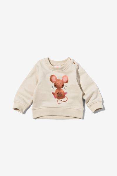 newborn sweater met muis ecru - 1000030393 - HEMA