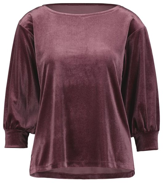 dames t-shirt Lizzy velours rood rood - 1000029453 - HEMA