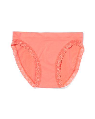 damesslip naadloos micro met kant koraalroze koraalroze - 19621625CORALPINK - HEMA