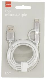 USB laadkabel micro & 8-pin - 39670092 - HEMA