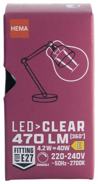 led kogel clear E27 2.4W 470lm dim - 20070047 - HEMA