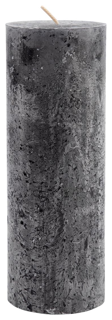 rustieke kaars - 19 x 7 cm - antraciet zwart 7 x 19 - 13502016 - HEMA
