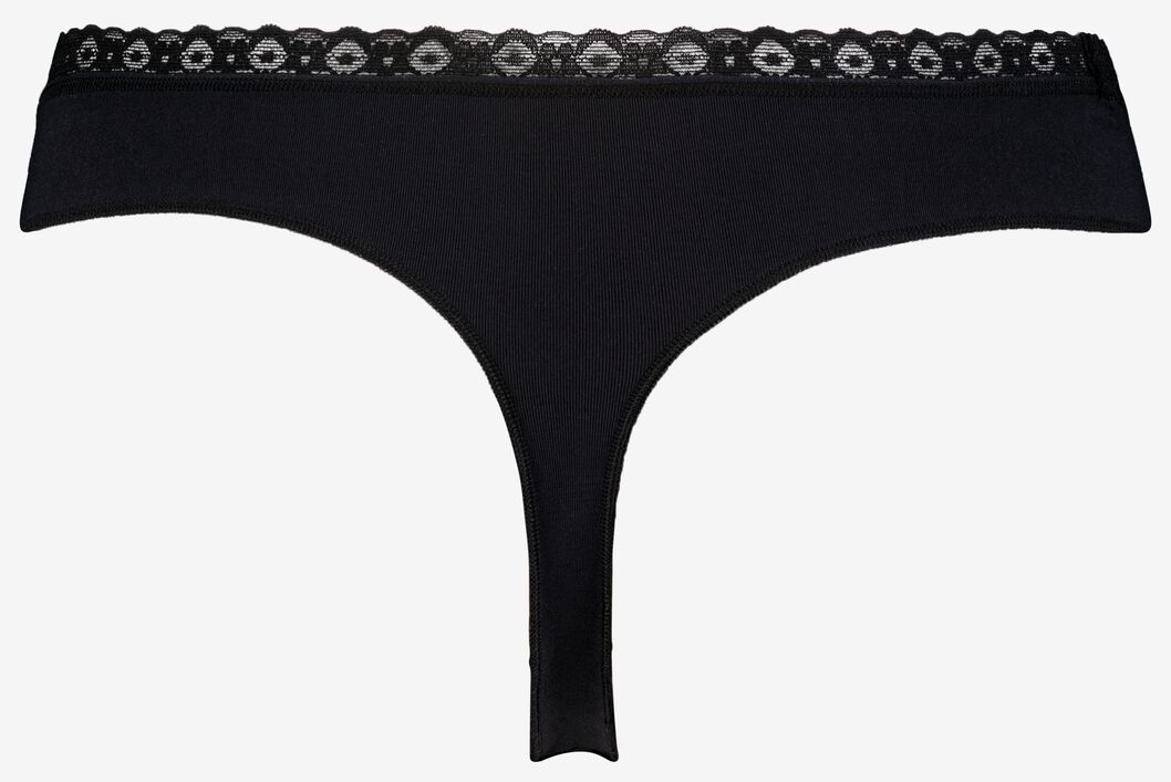 damesstring naadloos kant zwart XL - 19650104 - HEMA