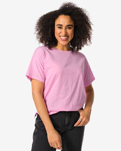 dames t-shirt Dori  roze M - 36354872 - HEMA