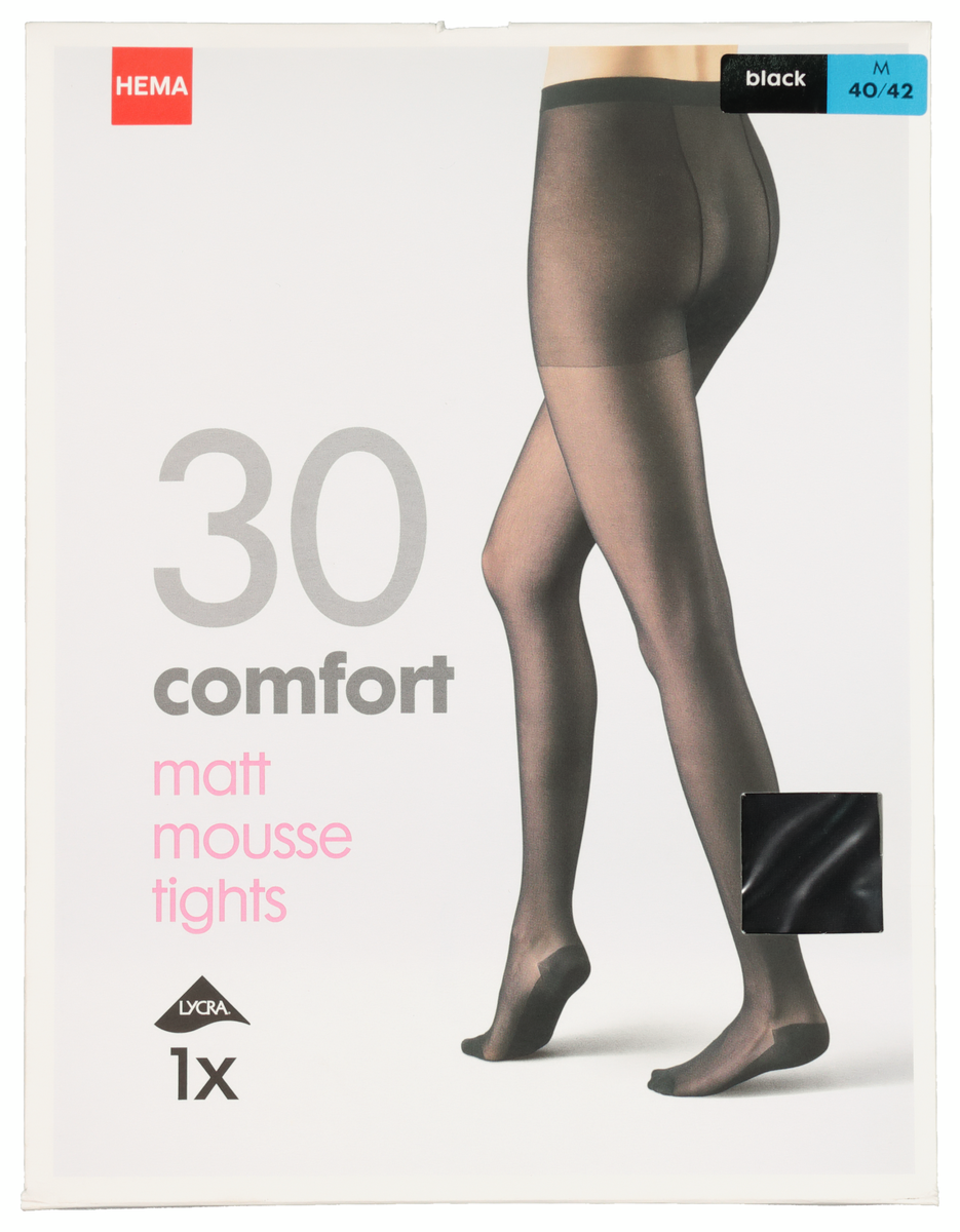 comfort panty matt-mousse 30 denier zwart zwart - 1000008364 - HEMA