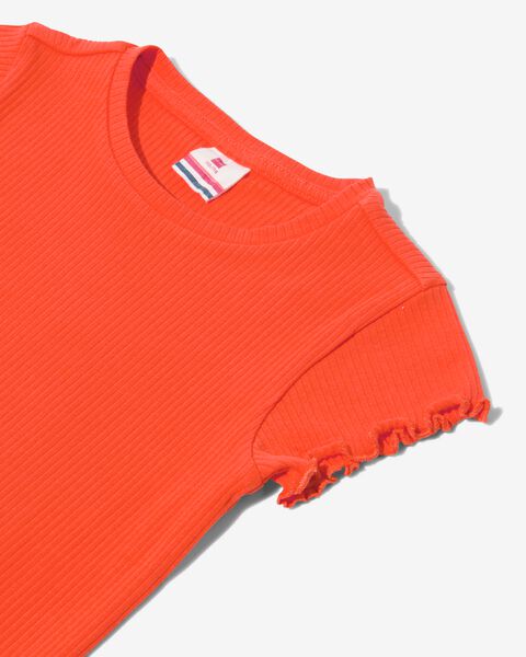 oranje kinder t-shirt met ribbels oranje - 1000030938 - HEMA