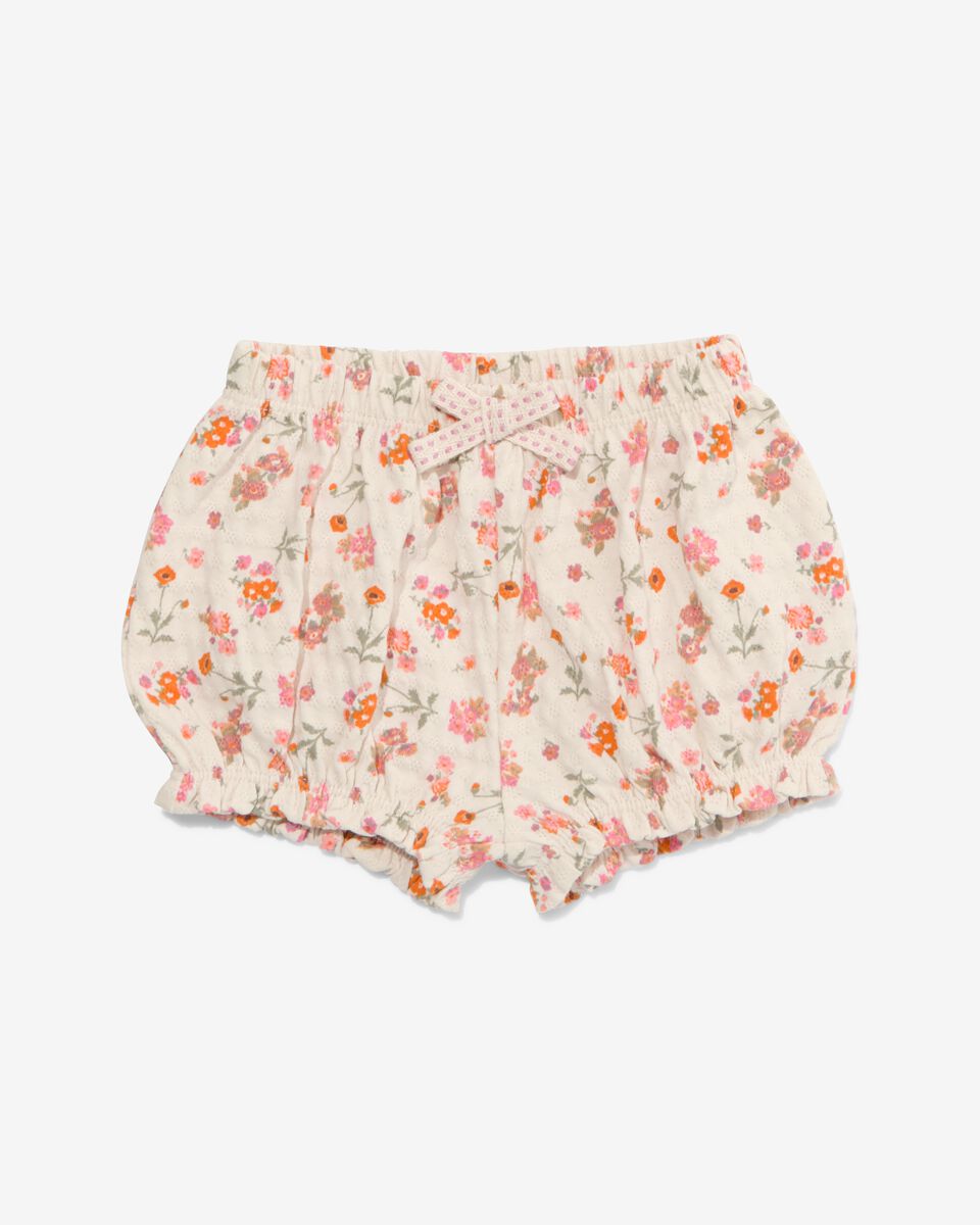 baby shorts ajour bloemen ecru ecru - 1000030980 - HEMA