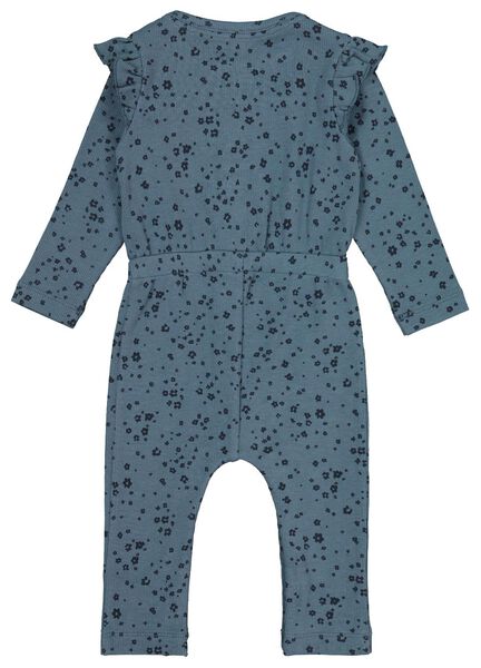 baby jumpsuit rib bloemen blauw - 1000026300 - HEMA